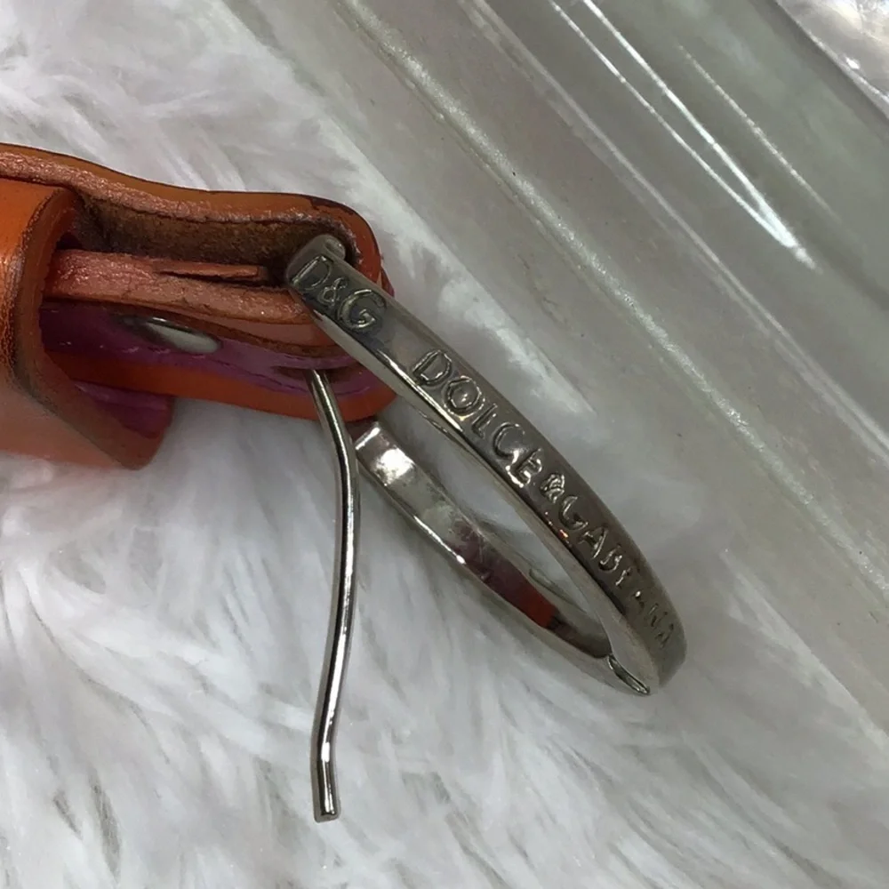 Dolce & Gabbana orange/pink leather silver stud belt